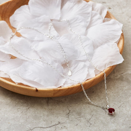 Sterling Silver January (Garnet) Birthstone Necklace Created with Zircondia® Crystals