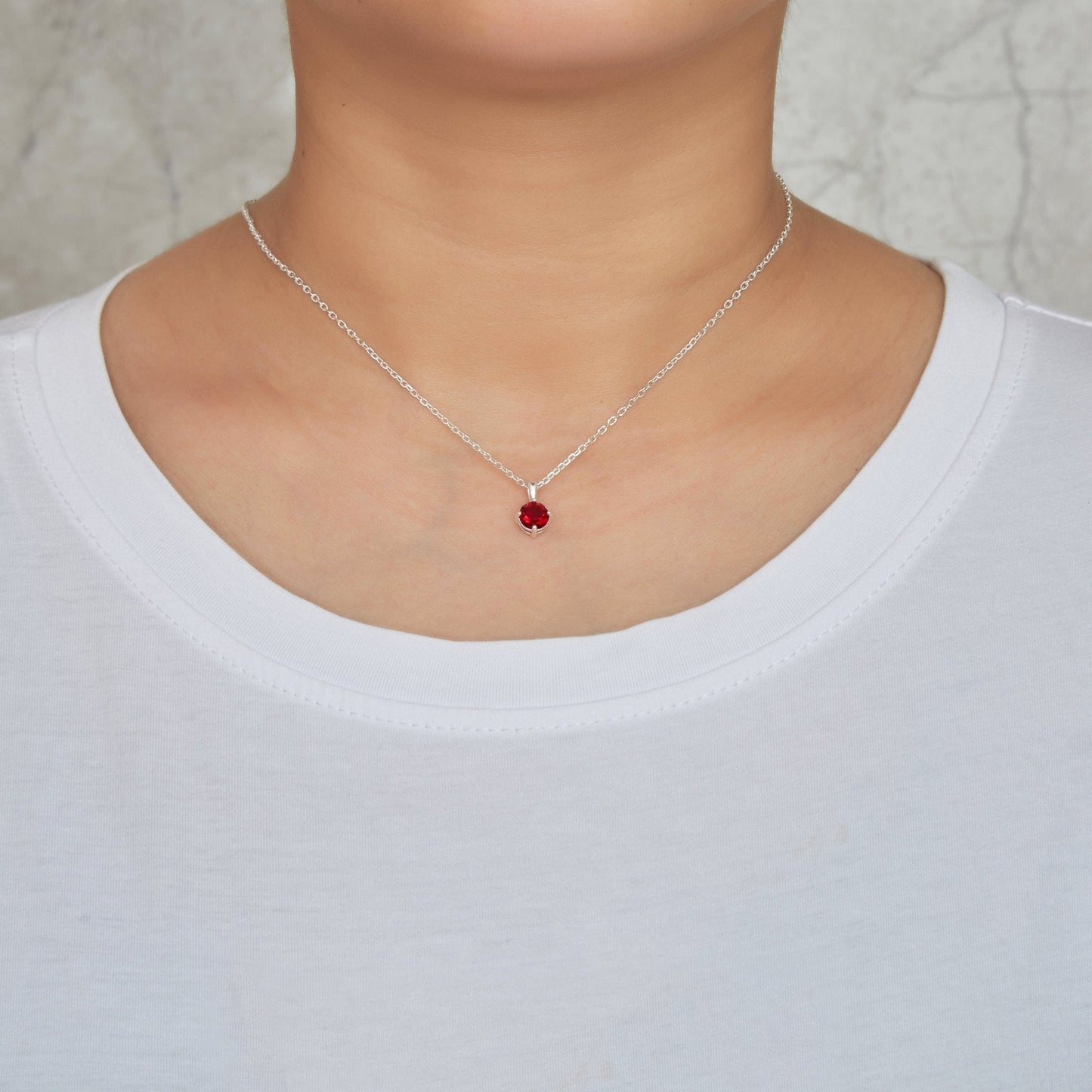 Sterling Silver January (Garnet) Birthstone Necklace & Earrings Set Created with Zircondia® Crystals
