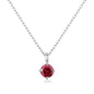 Sterling Silver July (Ruby) Birthstone Necklace Created with Zircondia® Crystals