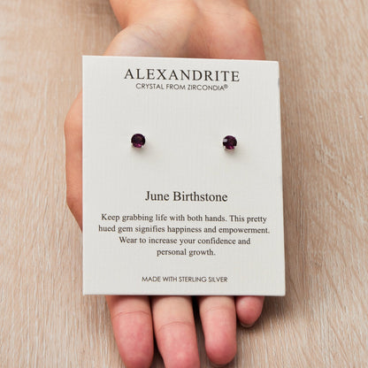 Sterling Silver June (Alexandrite) Birthstone Earrings Created with Zircondia® Crystals