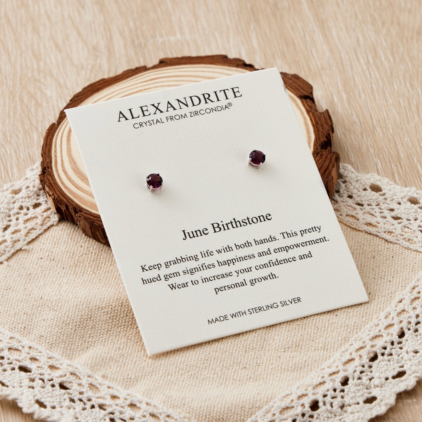 Sterling Silver June (Alexandrite) Birthstone Earrings Created with Zircondia® Crystals