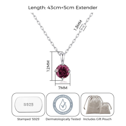 Sterling Silver June (Alexandrite) Birthstone Necklace Created with Zircondia® Crystals