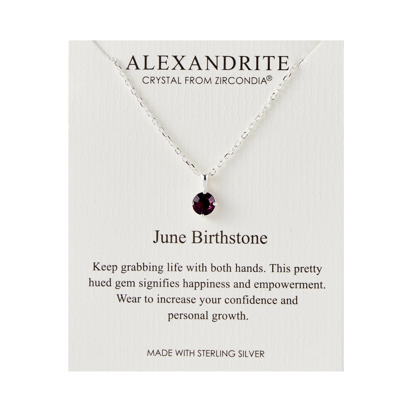 Sterling Silver June (Alexandrite) Birthstone Necklace Created with Zircondia® Crystals
