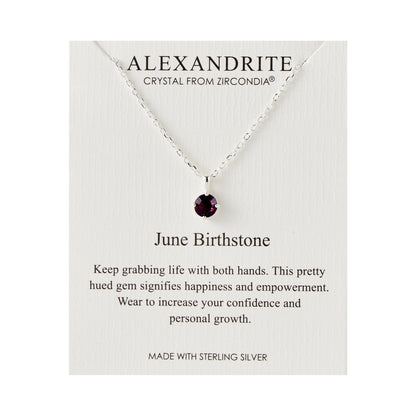 Sterling Silver June (Alexandrite) Birthstone Necklace Created with Zircondia® Crystals
