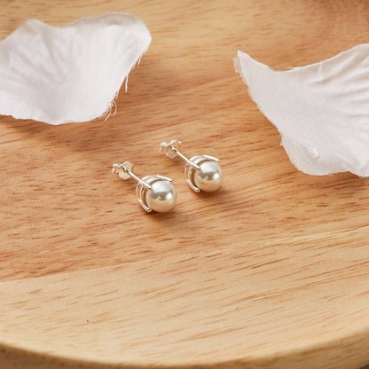 Sterling Silver June (Pearl) Birthstone Earrings Created with Gemstones from Zircondia®