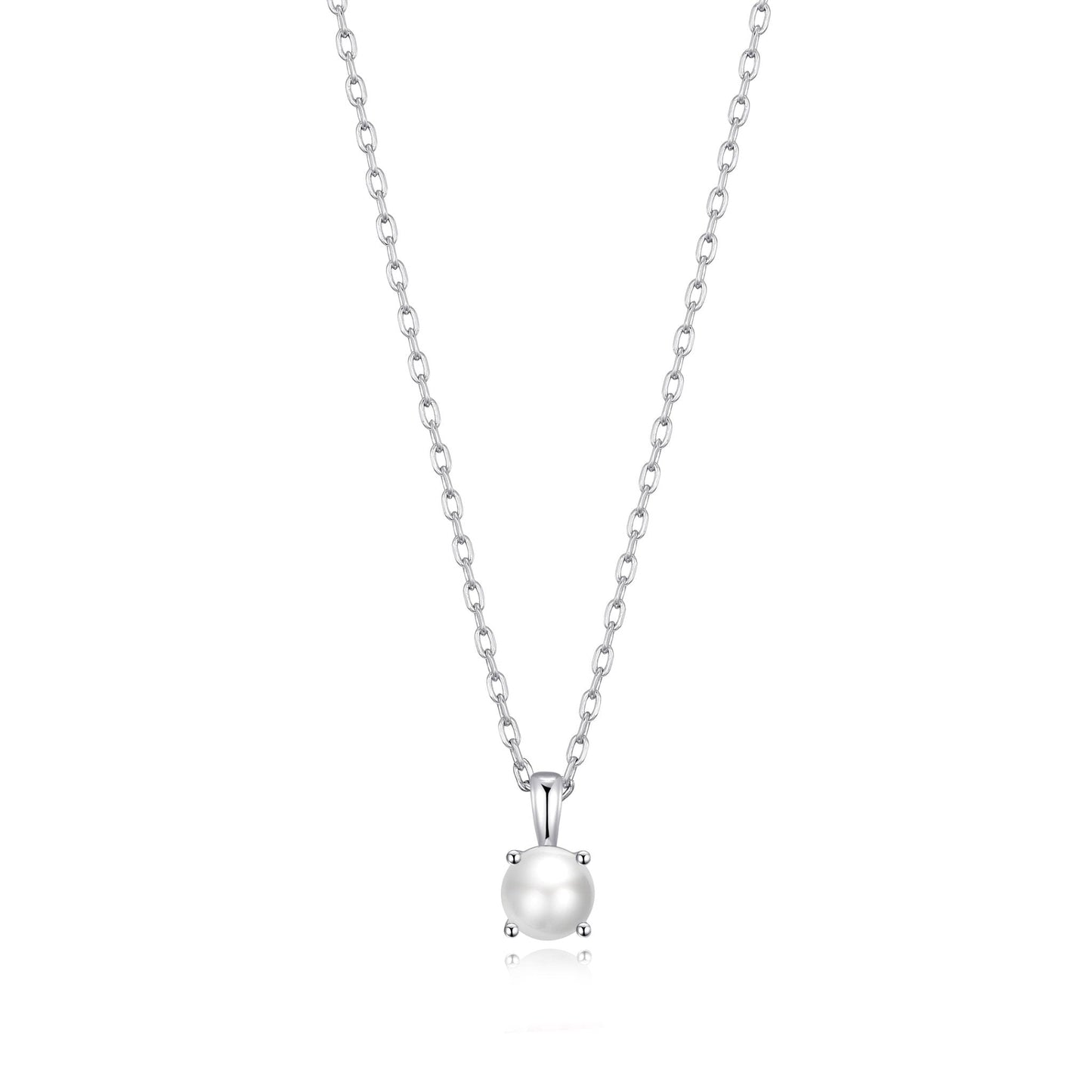 Sterling Silver June (Pearl) Birthstone Necklace Created with Gemstones from Zircondia®