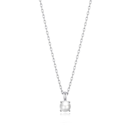 Collier en argent sterling avec pierre de naissance de juin (perle) créé avec des pierres précieuses de Zircondia®