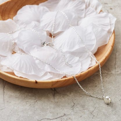 Sterling Silver June (Pearl) Birthstone Necklace Created with Gemstones from Zircondia®