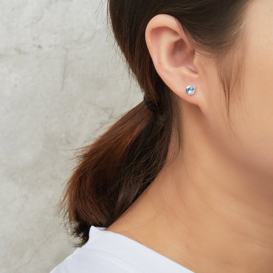 Sterling Silver Light Blue Earrings Created with Zircondia® Crystals