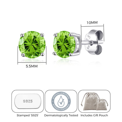 Sterling Silver Light Green Earrings Created with Zircondia® Crystals
