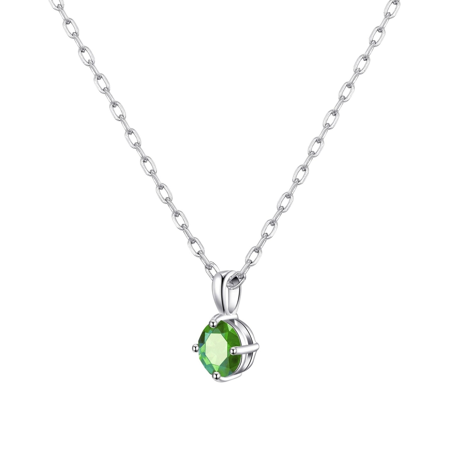 Sterling Silver Light Green Necklace Created with Zircondia® Crystals