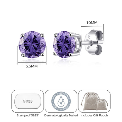Sterling Silver Light Purple Earrings Created with Zircondia® Crystals