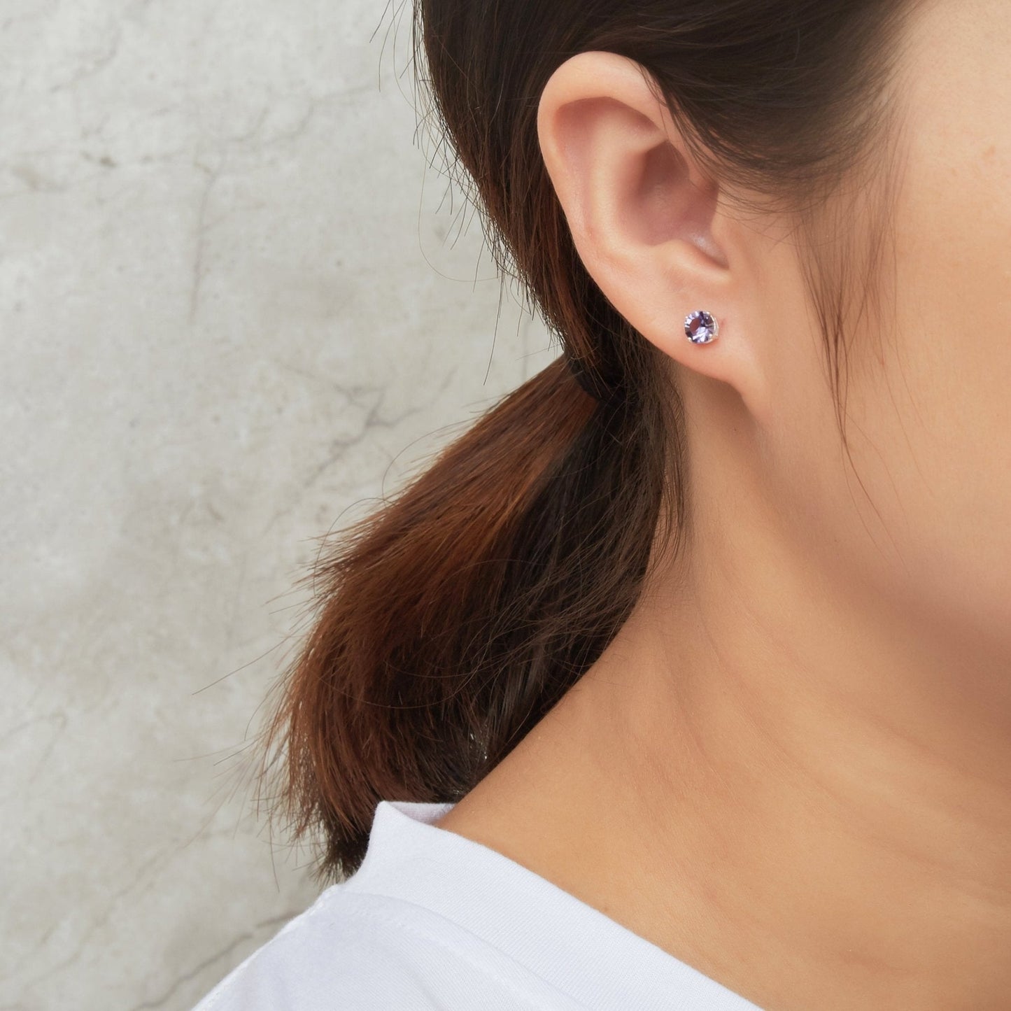 Sterling Silver Light Purple Earrings Created with Zircondia® Crystals