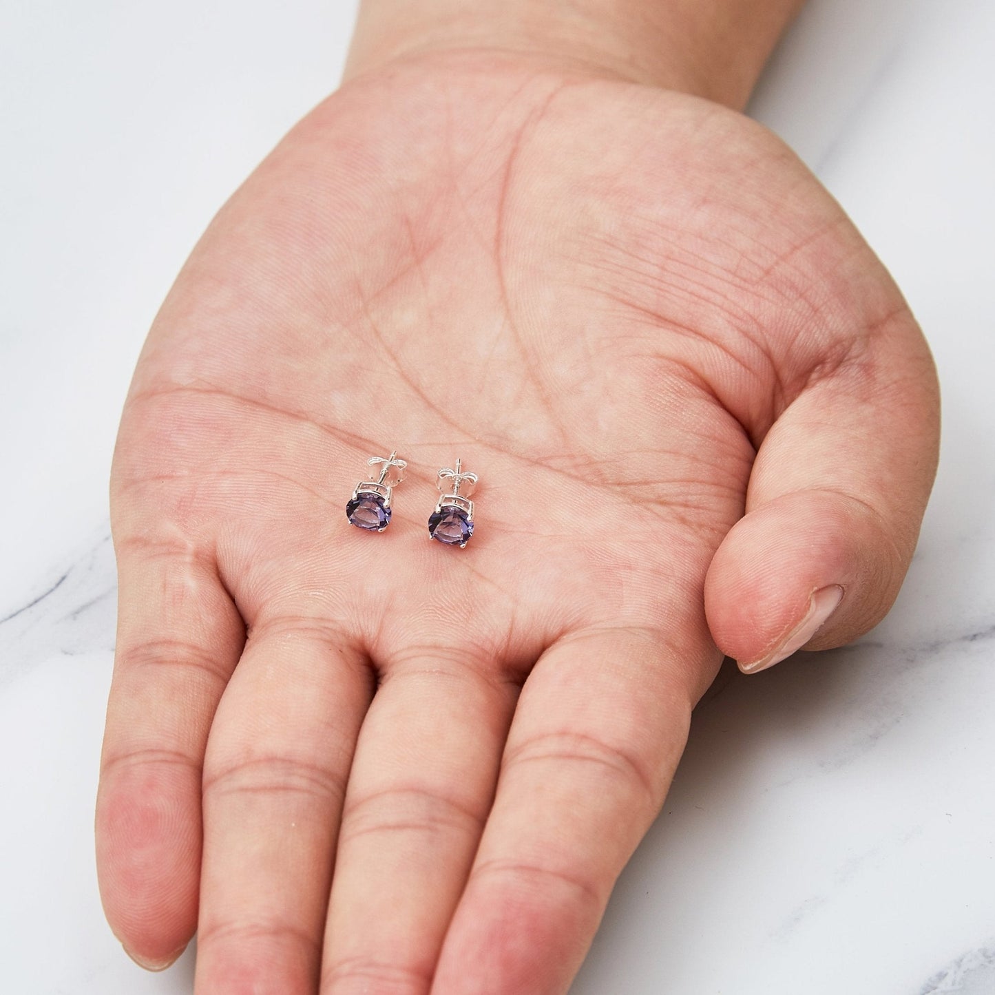 Sterling Silver Light Purple Earrings Created with Zircondia® Crystals