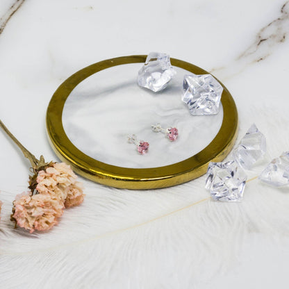 Sterling Silver Light Rose Earrings Created with Zircondia® Crystals