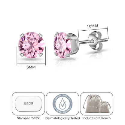 Sterling Silver Light Rose Earrings Created with Zircondia® Crystals