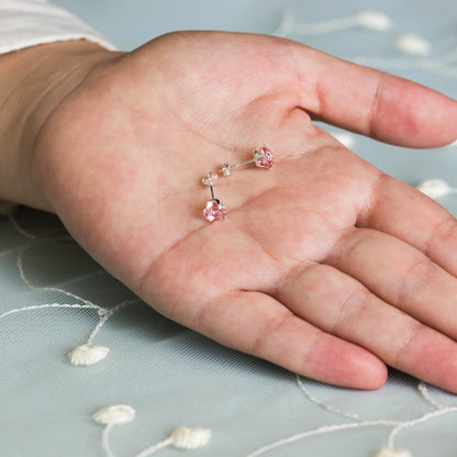 Sterling Silver Light Rose Earrings Created with Zircondia® Crystals
