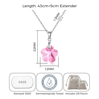 Sterling Silver Light Rose Flower Necklace Created with Zircondia® Crystals