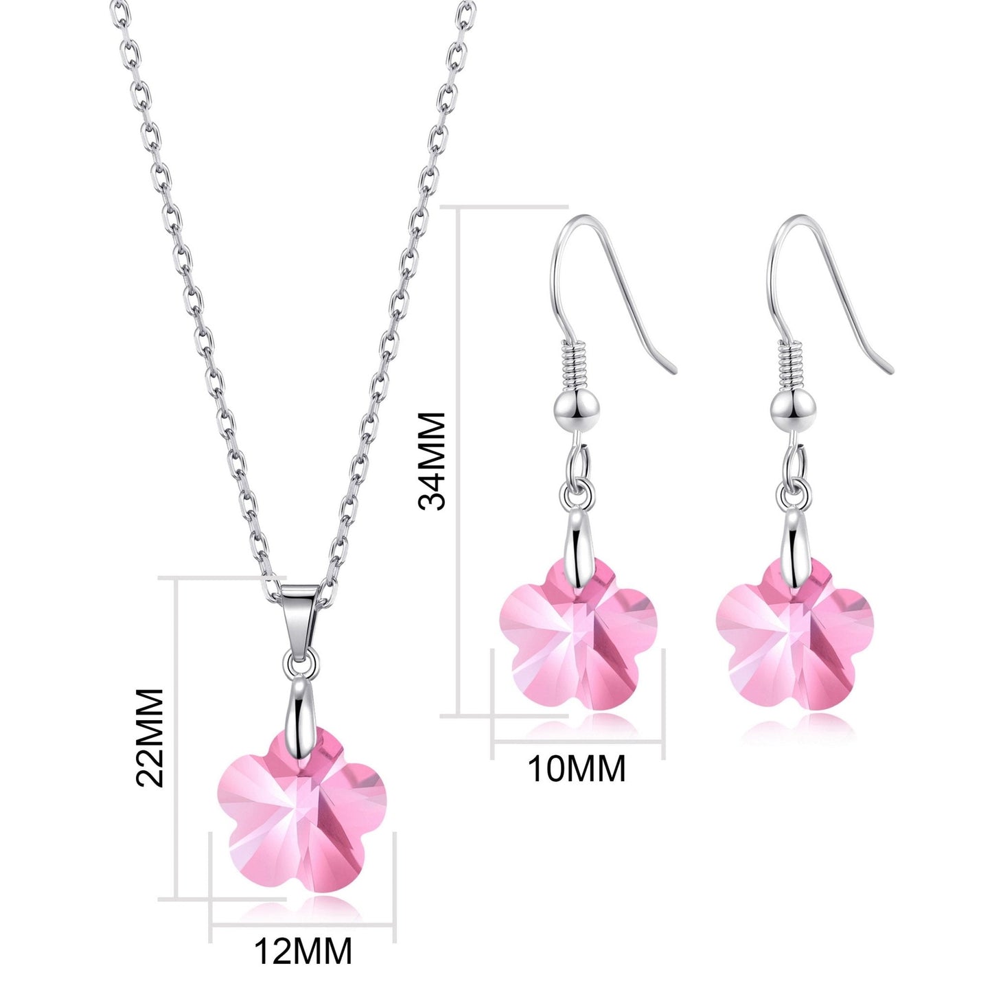 Sterling Silver Light Rose Flower Set Created with Zircondia® Crystals