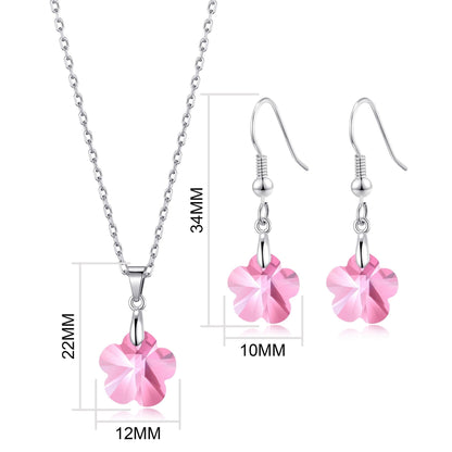 Sterling Silver Light Rose Flower Set Created with Zircondia® Crystals