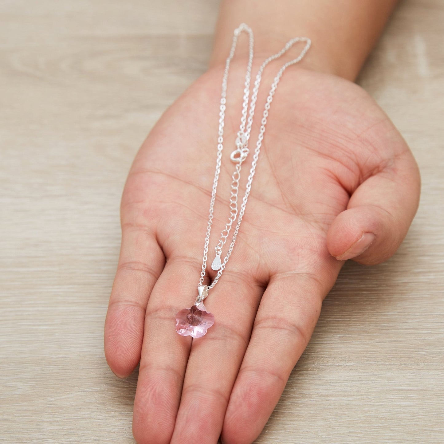 Sterling Silver Light Rose Flower Set Created with Zircondia® Crystals