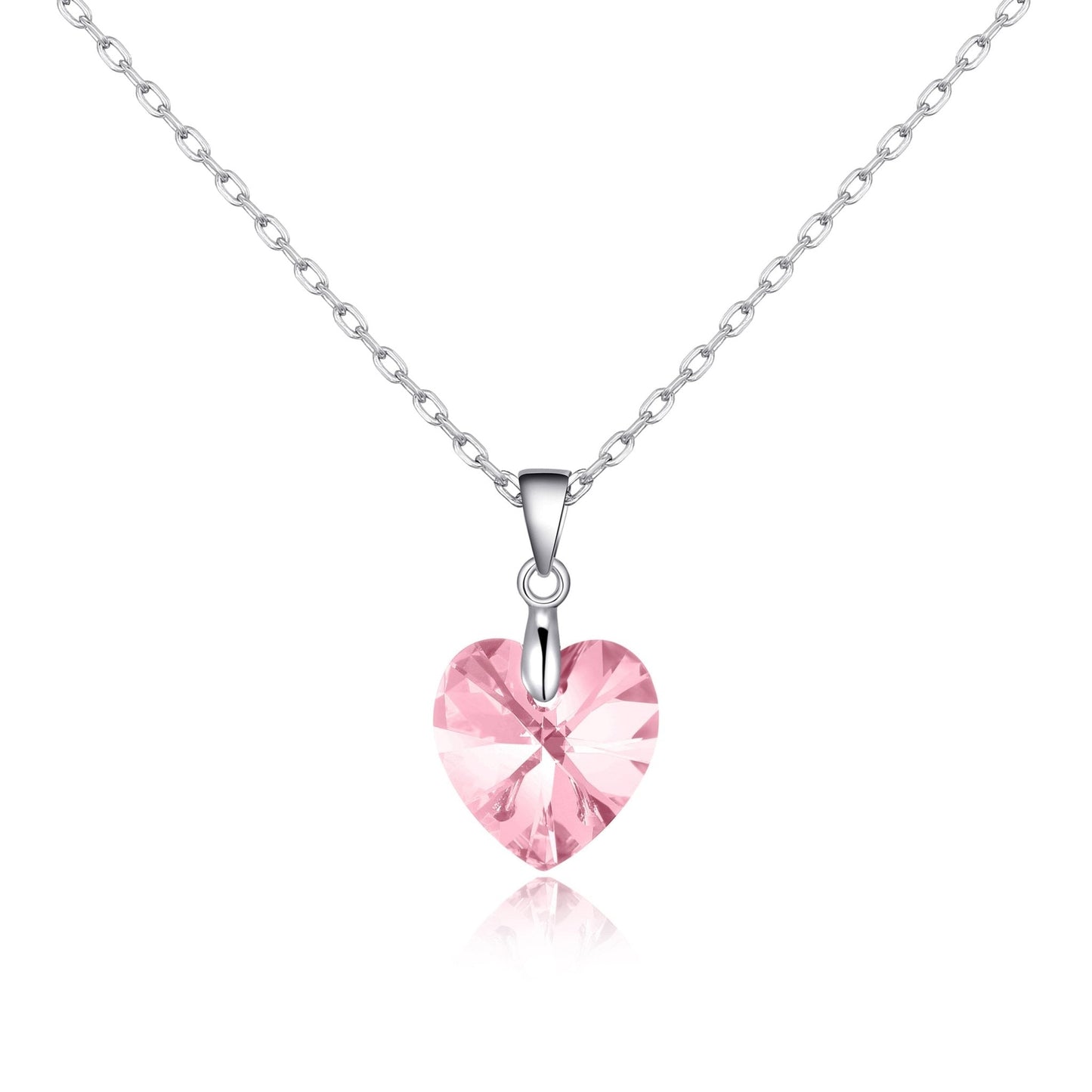 Sterling Silver Light Rose Heart Necklace Created with Zircondia® Crystals