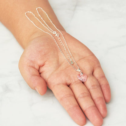 Sterling Silver Light Rose Heart Necklace Created with Zircondia® Crystals