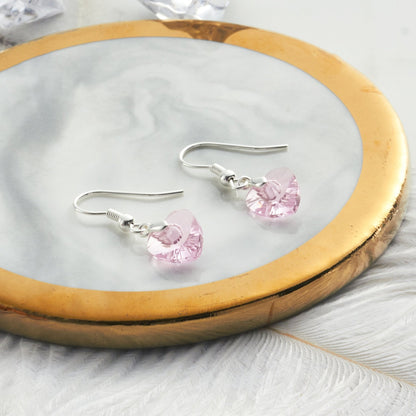 Sterling Silver Light Rose Heart Set Created with Zircondia® Crystals