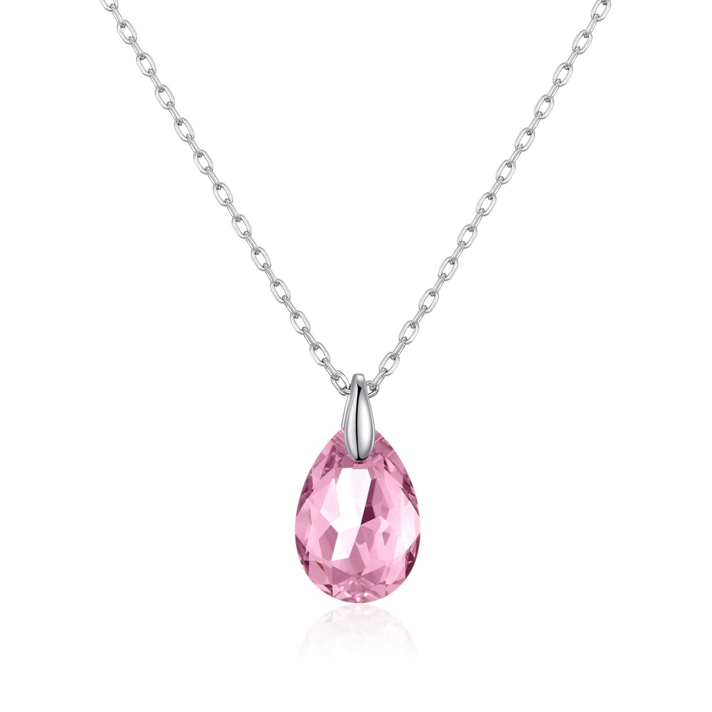 Sterling Silver Light Rose Necklace Created with Zircondia® Crystals
