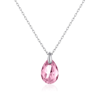 Sterling Silver Light Rose Necklace Created with Zircondia® Crystals