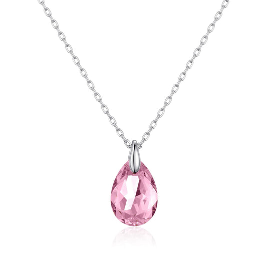 Sterling Silver Light Rose Necklace Created with Zircondia® Crystals