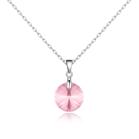 Sterling Silver Light Rose Necklace Created with Zircondia® Crystals