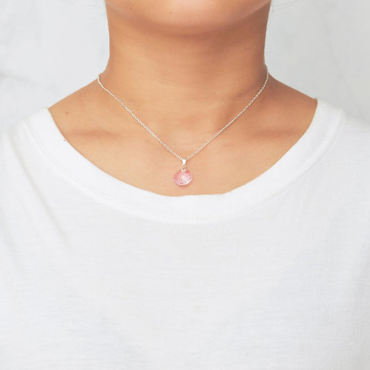 Sterling Silver Light Rose Necklace Created with Zircondia® Crystals