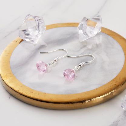 Sterling Silver Light Rose Pear Set Created with Zircondia® Crystals