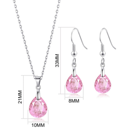 Sterling Silver Light Rose Pear Set Created with Zircondia® Crystals