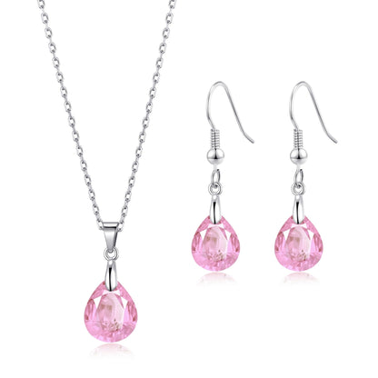 Sterling Silver Light Rose Pear Set Created with Zircondia® Crystals