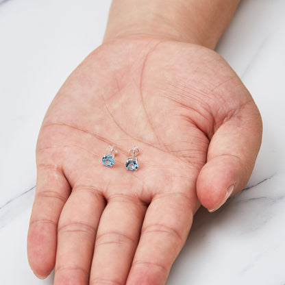 Sterling Silver March (Aquamarine) Birthstone Earrings Created with Zircondia® Crystals