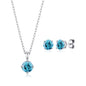 Sterling Silver March (Aquamarine) Birthstone Necklace & Earrings Set Created with Zircondia® Crystals