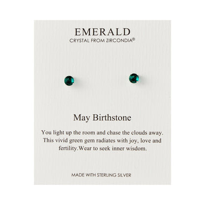 Sterling Silver May (Emerald) Birthstone Earrings Created with Zircondia® Crystals