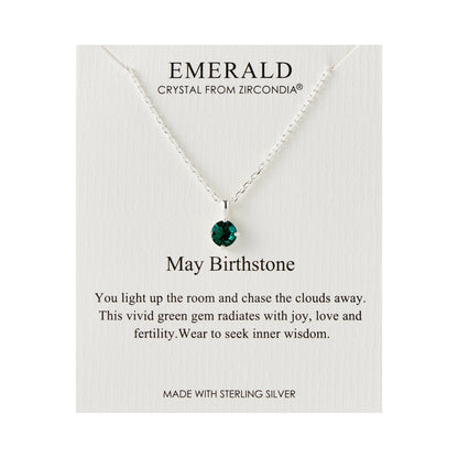 Sterling Silver May (Emerald) Birthstone Necklace Created with Zircondia® Crystals