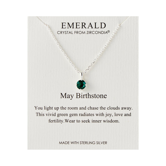 Sterling Silver May (Emerald) Birthstone Necklace Created with Zircondia® Crystals