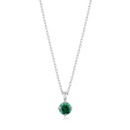 Sterling Silver May (Emerald) Birthstone Necklace Created with Zircondia® Crystals