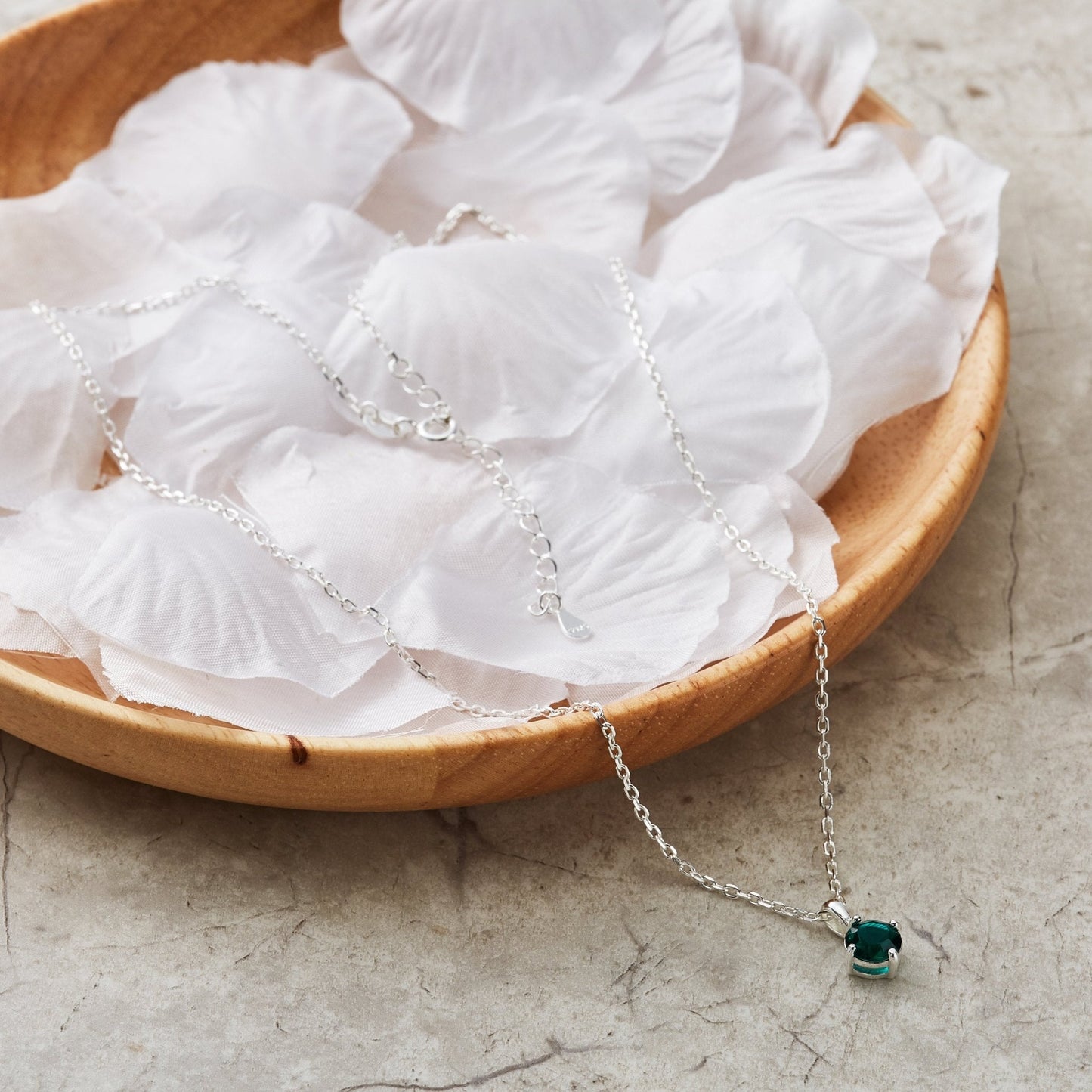 Sterling Silver May (Emerald) Birthstone Necklace Created with Zircondia® Crystals