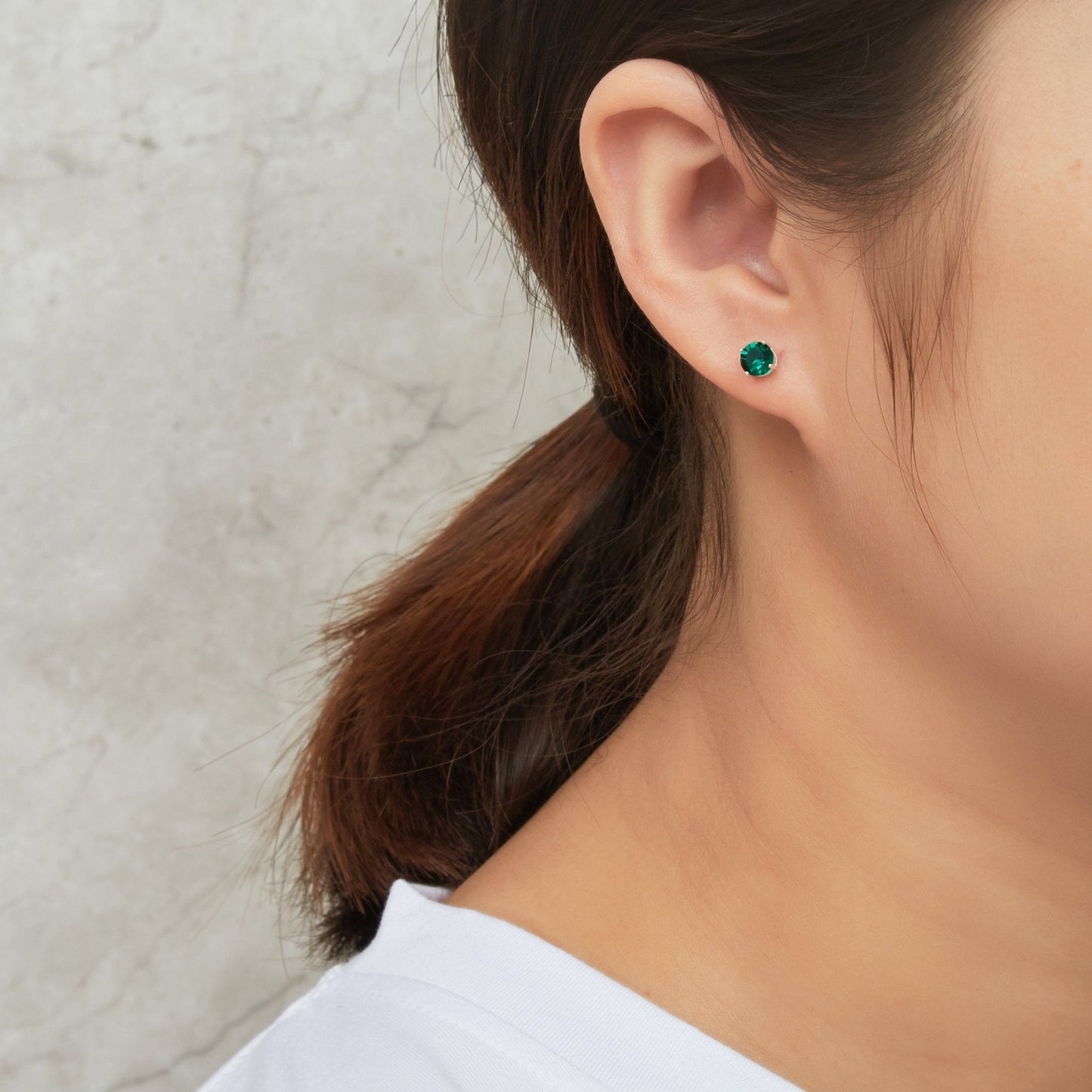 Sterling Silver May (Emerald) Birthstone Necklace & Earrings Set Created with Zircondia® Crystals