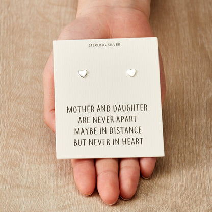Sterling Silver Mother and Daughter Quote Heart Earrings