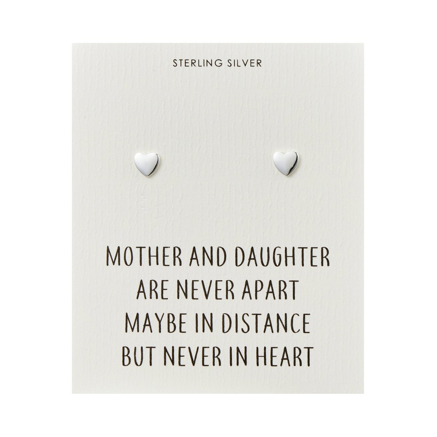 Sterling Silver Mother and Daughter Quote Heart Earrings