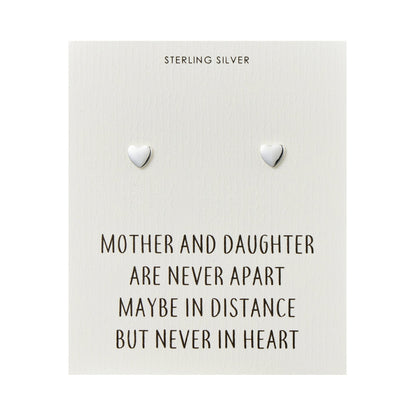 Sterling Silver Mother and Daughter Quote Heart Earrings