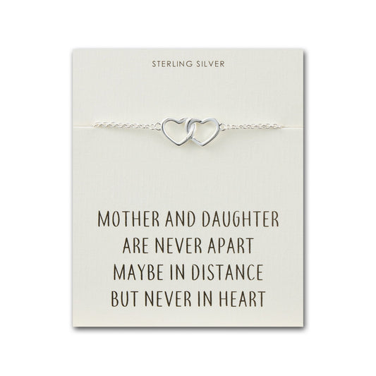 Sterling Silver Mother and Daughter Quote Heart Link Bracelet