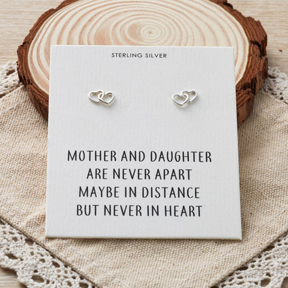 Sterling Silver Mother and Daughter Quote Heart Link Earrings