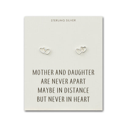 Sterling Silver Mother and Daughter Quote Heart Link Earrings